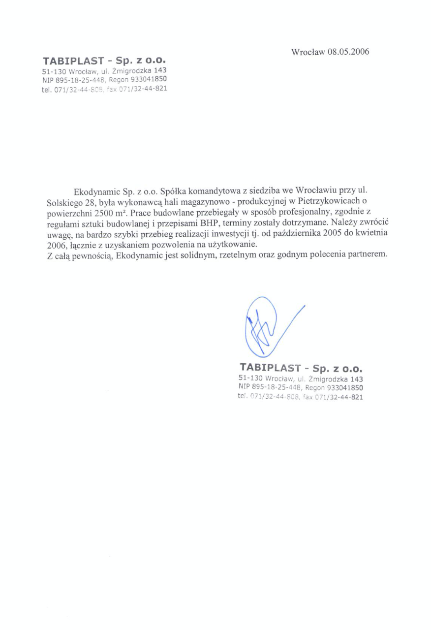 Referencje TABIPLAST