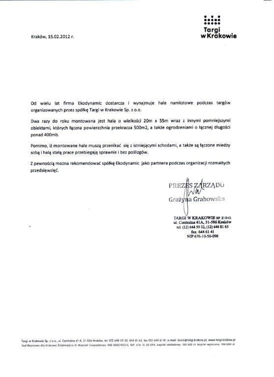 Referencje z Targów w Krakowie