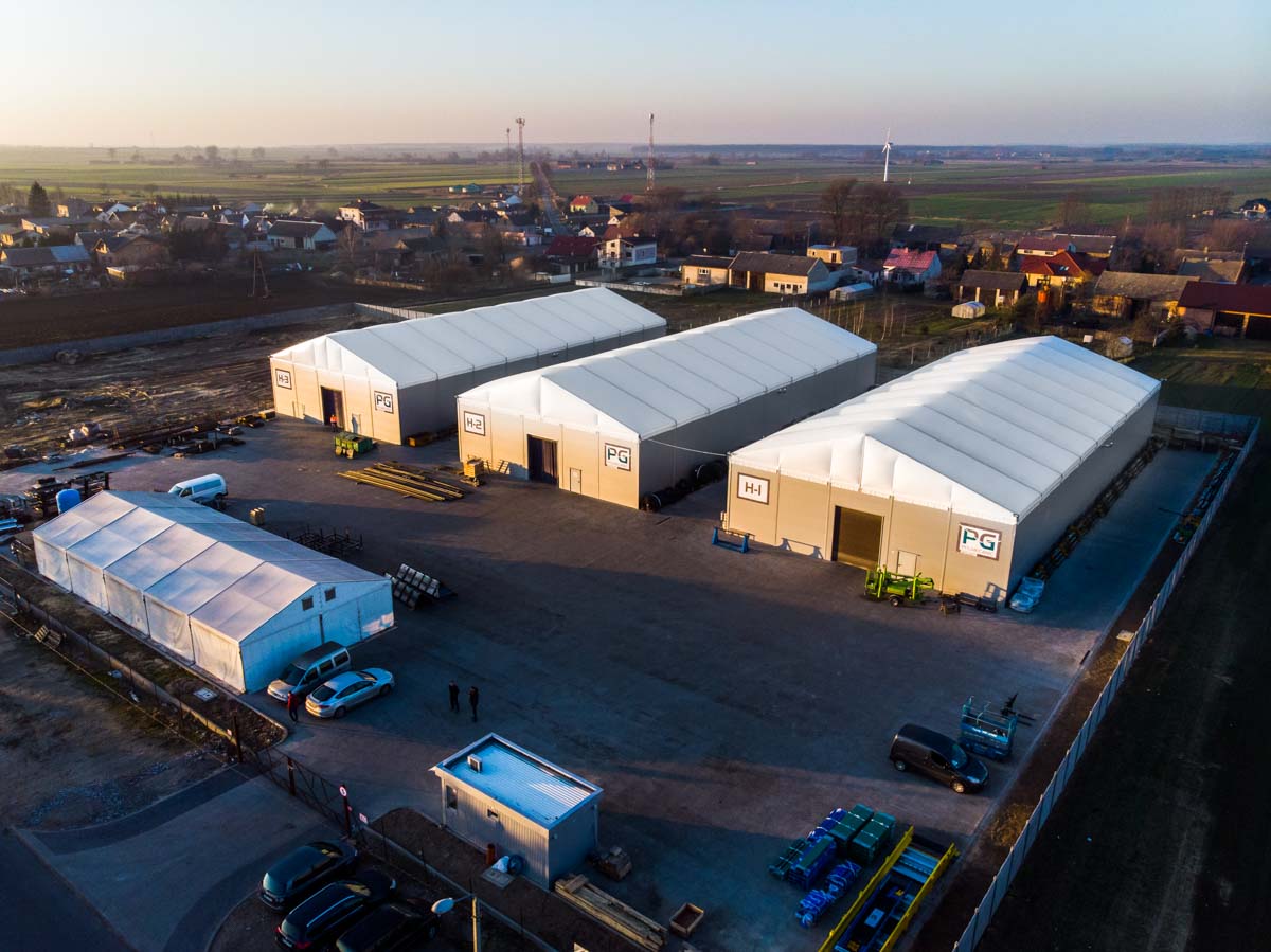 Trzy hale namiotowe magazynowe dla polmecanic